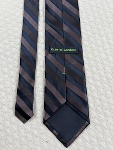 City of London gestreifte Seidenkrawatte braun schwarz 4" W 58" L Vintage Herren - Bild 1 von 9