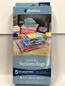 Whitmor Spacemaker  Vacuum Bags 5 bag combo 2 Small 2 medium 1extra large NEW