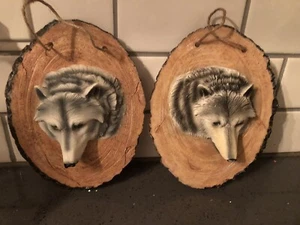Wall Hanging Resin 3D Wolf Décor Plaque Art Rustic Country Cabin Woods 8.5” - Picture 1 of 4