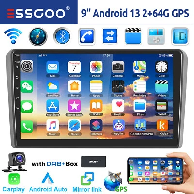 DAB+ 64G Android 13 Carplay Autoradio GPS Navi WIFI RDS Für Audi A3 S3 RS3 8V 8P - Bild 1 von 4