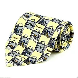 Business Class Men's Travel Necktie Airplane Briefcase Airplane Yellow Neck Tie - Picture 1 of 2