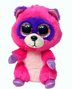 Ty Beanie Boos ROXIE Waschbär 2015 Hot Pink Plüsch Glitzeraugen ~ kein Herzanhänger 6 Zoll - Bild 1 von 6