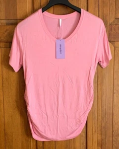 Women's NEW Anydoll Short Sleeve Pink V-Neck Blouse - L - Picture 1 of 4
