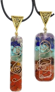 2Pcs 7 Chakra Stones Necklace Gemstone Energy Healing Crystal Pendant Emotional - Picture 1 of 12