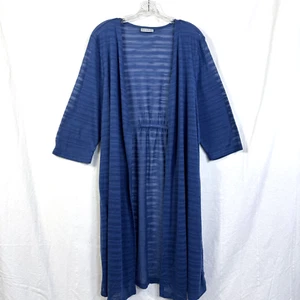 Cardigan donna Catherines Duster taglia 2X blu trasparente a righe aperto davanti manica a 3/4 - Foto 1 di 6