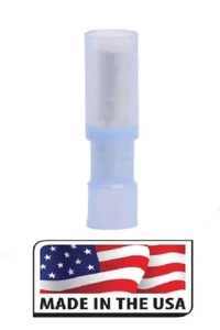 (50) BLUE BULLET ROUND CONNECTOR FEMALE NYLON TERMINAL 14-16 GA MADE IN USA .157 - Picture 1 of 1