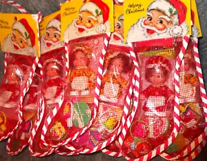 Calza natalizia retrò vintage rete 12" RAGAZZE con giocattoli anni 60-80 BAMBOLA CARINA! - Foto 1 di 5
