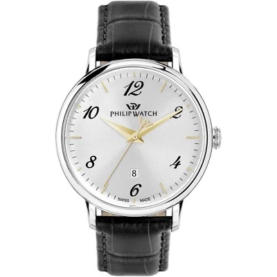 Philip Watch Men's Watch Truman Time And Date 41Mm Black Leather Strap - Image 1 of 4