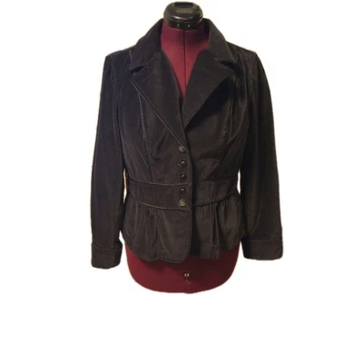 Blazer ajustado de terciopelo negro St. John's Bay para mujer talla L chaqueta frontal con botones Foto 1 de 4