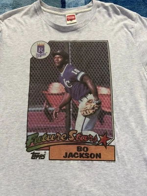 Bo Jackson Homage 1987 Kansas City Royals Rookie Card Gray T Shirt Size Large - Image 1 of 3