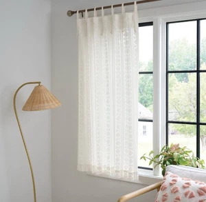 54"x63" Light Filtering Boho Diamond Clip Curtain Panel White - Threshold™ T40 - Picture 1 of 2