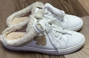 Zapatos sin cordones Kate Spade Fez Mule de piel sintética blanco con logotipo grande de cuero para mujer talla 9B - Imagen 1 de 9