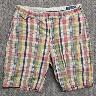 Pantalones cortos a cuadros vintage Polo Ralph Lauren ropa deportiva para hombre talla 32* coloridos informales Foto 1 de 4