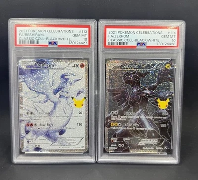 2021 POKEMON CELEBRATIONS RESHIRAM & ZEKROM SEQUENTIAL PSA 10’s! - Image 1 of 2