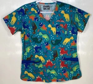 Blusa Médica Mujer Talla M Mediana Dinosaurios T-Rex Pterodactyl Triceratops más - Imagen 1 de 3
