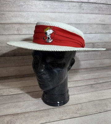 NWT Vintage Town Talk Peanuts Snoopy Embroidered Banded Golf Straw Hat Mens USA - Image 1 of 4