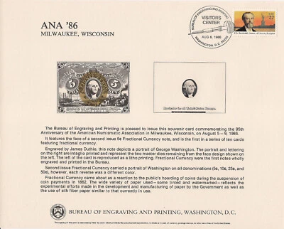 B94, 5 Cent Fractional Currency, 2nd Issue, BEP Souvenir Card! - Image 1 of 3