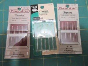 3 NOS Piecemaker & Dritz Tapestry Fine Sewing Needles Sizes 16-24-26 - Picture 1 of 3