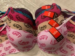 NEW ladies  sexy..lot of 3  bras  asst color push- up " love" underwire    braS - Picture 1 of 9