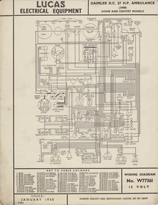 Original Lucas Wiring Diagram for the 1949 Daimler DC 27 Ambulance - Picture 1 of 1