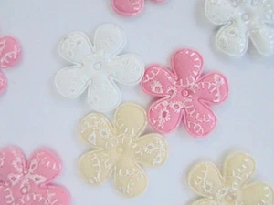 60 Punti Ricamo Floreale Tessuto Fiore Applique/Bordo/Rosa,Bianco,Beige H465 - Foto 1 di 4