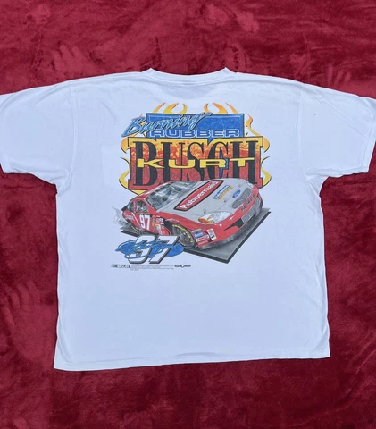 Kurt Busch NASCAR Racing Pocket T Shirt Men’s 2XL Burning Rubber #97 Sharpie Cover