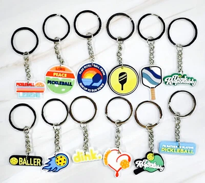 "PICKLEBALL MARKETPLACE" PICKLEBALL MARKETPLACE - 12-Pack of PVC Pickleball Keychains in Assorted Designs
