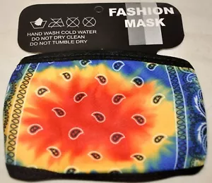 Máscara facial Tie Dye naranja cachemira forrada algodón lavable reutilizable nueva - Imagen 1 de 2