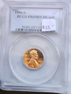 1986 S Lincoln Cent PCGS PR69RD DCAM - Picture 1 of 6