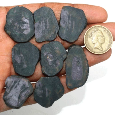 8 Pcs Natural Watermelon Ruby Untreated 24mm-34.8mm Rough Slice Loose Gemstones - Image 1 of 4