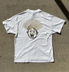 Vintage 90s Pasta Cartoon Face Providence RI Single Stitch White T Shirt Size XL - Picture 1 of 8
