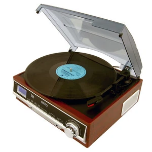 Tocadiscos de vinilo vintage Bluetooth USB SD, 33/45/78 RPM, Radio FM, Grabador - Imagen 1 de 10