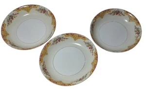 Juego de tres cuencos de sopa Noritake N834 florales rojos y tostados 7,25 pulgadas Japón - Imagen 1 de 11