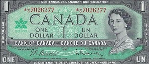 1967 Canada $1 Note(s), Bea/Ras BC-45bA Ser# *L/O 7026277 Replacement ;See Desc. - Picture 1 of 2