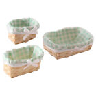 Mini Rattan Fruit Basket Set - 3pcs Dollhouse Picnic Bread Container with Liner