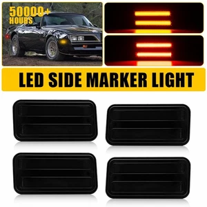 4x Smoke LED Front & Rear Side Marker Lights For 70-81 Pontiac Trans Am Firebird - Picture 1 of 12