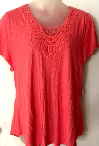 NWT Womens SONOMA Salmon Crochet Lace Accent Tunic Top 2X 22/24 - Picture 1 of 2