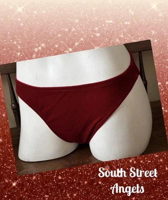 DE COLECCIÓN VICTORIA'S SECRET ~ BRAGAS DE BIKINI DE TERCIOPELO ROJO ~ TALLA PEQUEÑA Foto 1 de 4