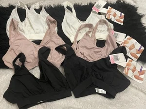 Rare Y2K Vtg 2002 Barely There Seamless CROP TOP Bralette Bra Set Lot 6-pc L/M - Picture 1 of 7
