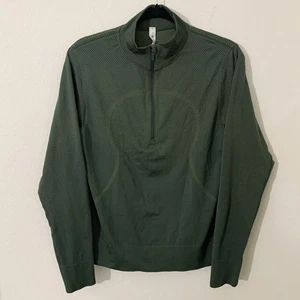 Lululemon Women’s Athletic Long Sleeve Shirt 8 Green Mesh Stretch 1/4 Zip L/S - Picture 1 of 4