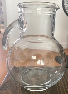 GLASS LEMONADE ICE TEA PITCHER ONLY MADE IN ITALY CRATE & BARREL - Picture 1 of 5