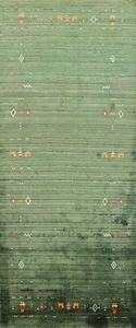 Handmade Green Gabbeh Runner Rug 3x7 Ft Tribal Oriental Silk Carpet for Hallway - Picture 1 of 11