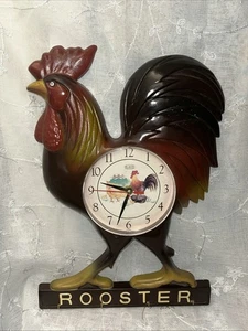 Vintage Rooster Wall Clock Zacky Farms Chicken Works/Sounds-Plastic 16 X 11” - Picture 1 of 10