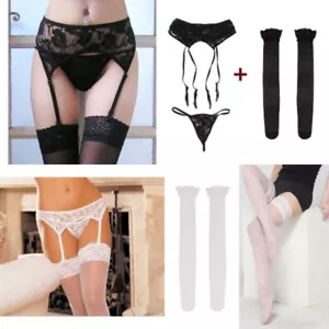 Calze autoreggenti sexy velate per reggicalze riga collant intimo donna lingerie - Foto 1 di 9