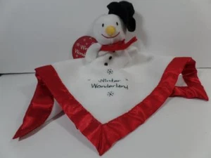 New Christmas Winter Wonderland White SNOWMAN Fleece Red Satin Security Blanket - Picture 1 of 3