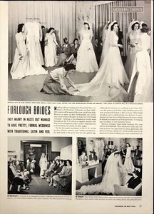 1942 Furlough Brides heiraten Soldaten in Eile Zeitschrift Druck & Artikel - Bild 1 von 6