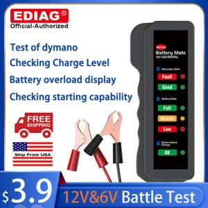 Car Battery Tester Voltmeter Charging System Analyzer For 12V & 6V 100-2000CCA - Picture 1 of 12