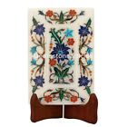 5"X3.5" White Marble Serving Tray Carnelian Lapis Floral Inlay Home Decorative
