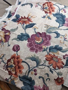 Vtg Stanley King Fabric Floral Classic 7 3/4 Yds 56W Stunning Upholstery Pillows - Picture 1 of 10