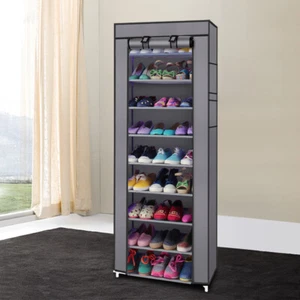 Narrow Shoe Rack Storage Organizer 10 Tier Tall Cabinet for Closet Entryway - Picture 1 of 85